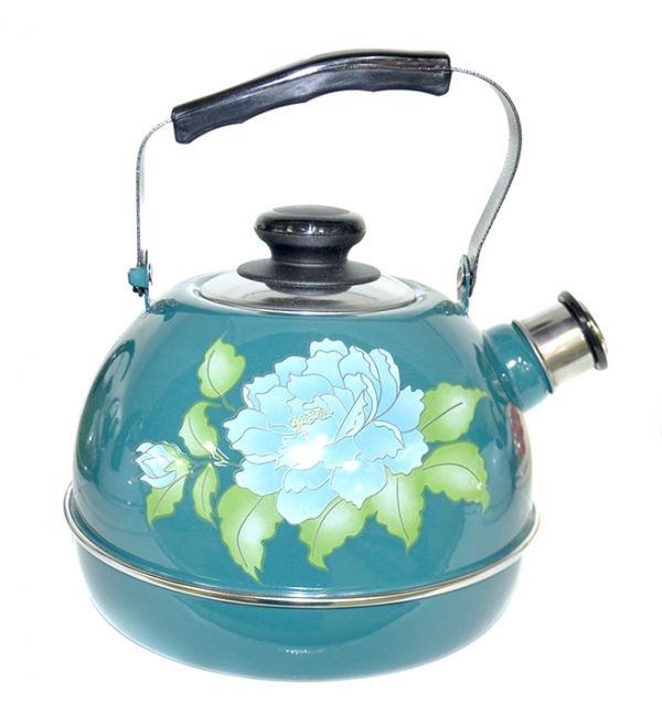 Kettle 3.5 l. (movable handle) turquoise "Blue Orchid" (decor-stainless steel) ??04/35/06/13